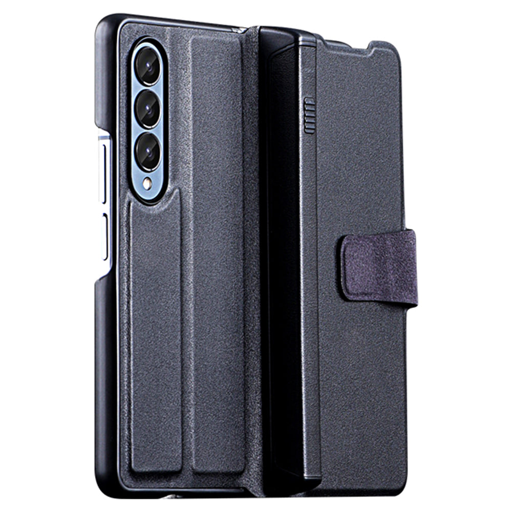 For Samsung Galaxy Z Fold4 5G PU Leather Phone Case with Magnetic Pen Holder Stand Card Slot Cover - Black For Samsung Galaxy Z Fold4 5G PU Leather Phone Case with Magnetic Pen Holder Stand Card Slot Cover - Black